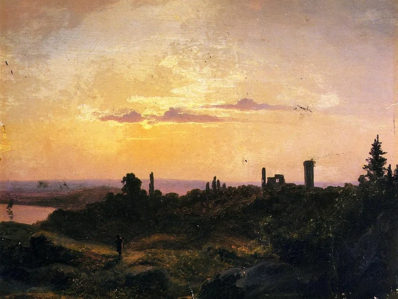 1813-Hermann Lungkwitz - Tramonto in Sassonia